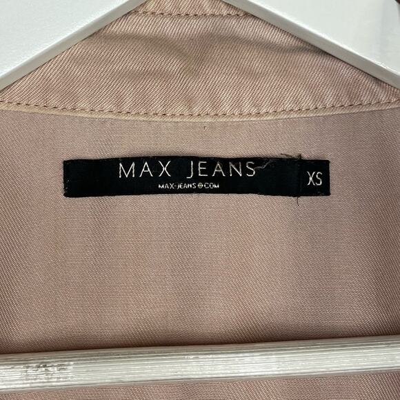 Max Jeans Utility Lightweight Eyelet Pockets Jacket Full Zip Pink Beige Size XS - Picture 10 of 11